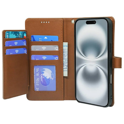 For iPhone 16 Plus Case with 9 Card Slots PU Leather Stand Phone Cover