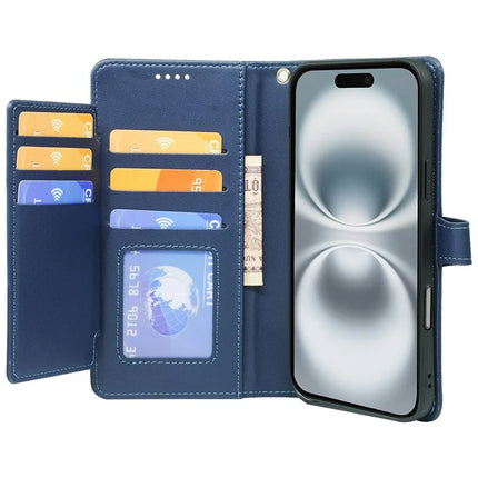 For iPhone 16 Case with 9 Card Slots PU Leather Stand Phone Cover