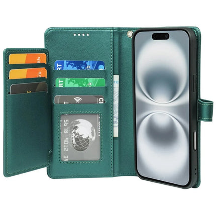 For iPhone 16 Case with 9 Card Slots PU Leather Stand Phone Cover