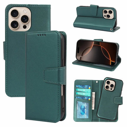 For iPhone 16 Pro Max Case Detachable 2 in 1 PU Leather Wallet Phone Cover - Green