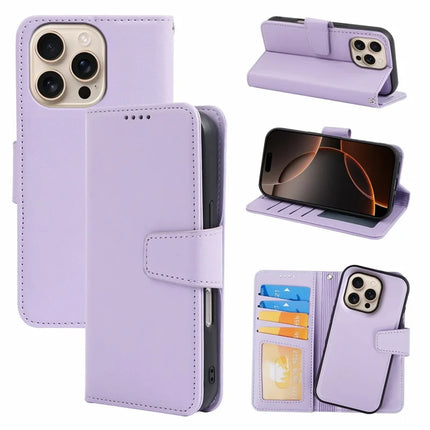 For iPhone 16 Pro Max Case Detachable 2 in 1 PU Leather Wallet Phone Cover - Purple