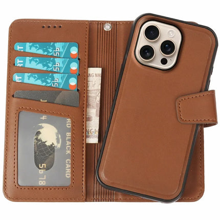 For iPhone 16 Pro Max Case Detachable 2 in 1 PU Leather Wallet Phone Cover