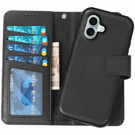 For iPhone 16 Plus Case Detachable 2 in 1 PU Leather Wallet Phone Cover