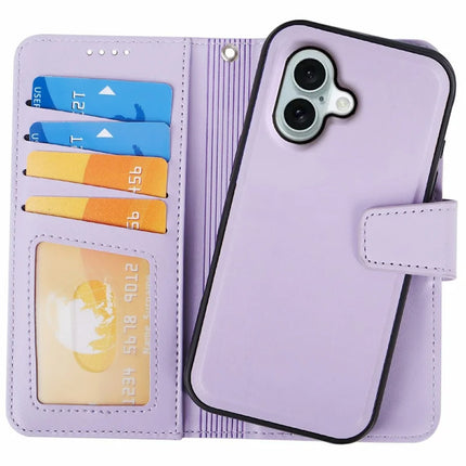 For iPhone 16 Plus Case Detachable 2 in 1 PU Leather Wallet Phone Cover