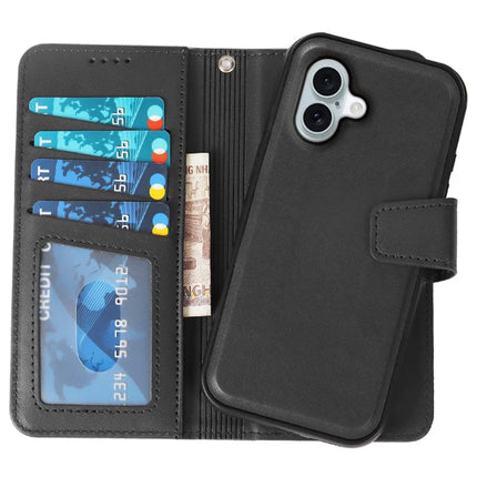 For iPhone 16 Case Detachable 2 in 1 PU Leather Wallet Phone Cover