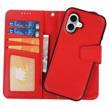 For iPhone 16 Case Detachable 2 in 1 PU Leather Wallet Phone Cover