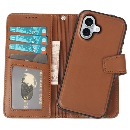 For iPhone 16 Case Detachable 2 in 1 PU Leather Wallet Phone Cover
