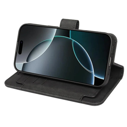 For iPhone 16 Pro Max Leather Case Line Pattern Wallet Phone Cover with 9 Card Slots