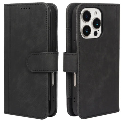 For iPhone 16 Pro Max Leather Case Line Pattern Wallet Phone Cover with 9 Card Slots