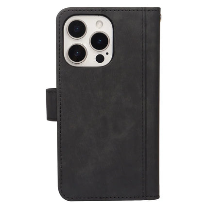 For iPhone 16 Pro Max Leather Case Line Pattern Wallet Phone Cover with 9 Card Slots