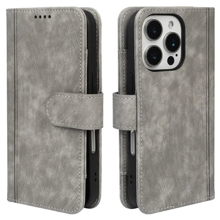 For iPhone 16 Pro Max Leather Case Line Pattern Wallet Phone Cover with 9 Card Slots