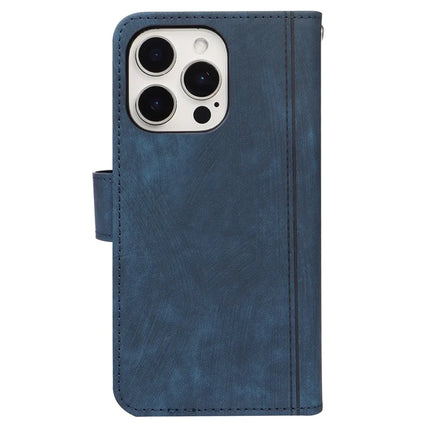 For iPhone 16 Pro Max Leather Case Line Pattern Wallet Phone Cover with 9 Card Slots