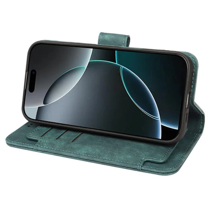 For iPhone 16 Pro Max Leather Case Line Pattern Wallet Phone Cover with 9 Card Slots