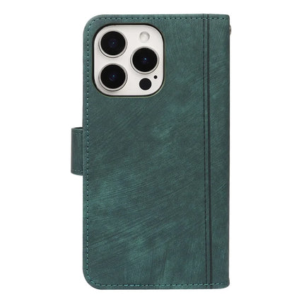 For iPhone 16 Pro Max Leather Case Line Pattern Wallet Phone Cover with 9 Card Slots