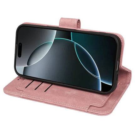 For iPhone 16 Pro Max Leather Case Line Pattern Wallet Phone Cover with 9 Card Slots