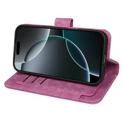 For iPhone 16 Pro Max Leather Case Line Pattern Wallet Phone Cover with 9 Card Slots