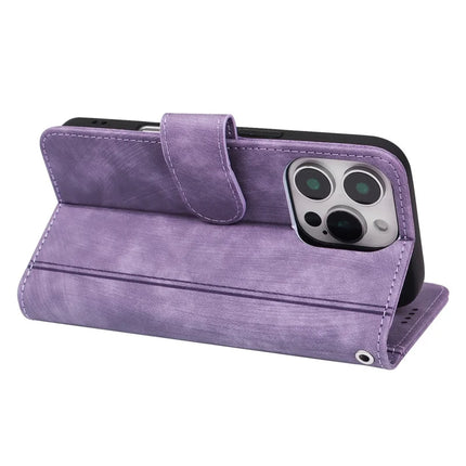For iPhone 16 Pro Max Leather Case Line Pattern Wallet Phone Cover with 9 Card Slots