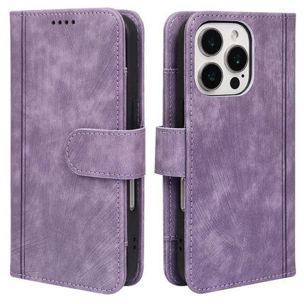 For iPhone 16 Pro Max Leather Case Line Pattern Wallet Phone Cover with 9 Card Slots