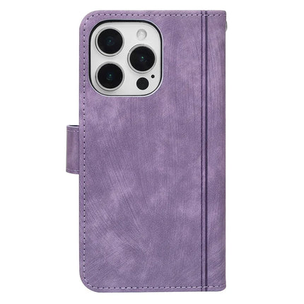For iPhone 16 Pro Max Leather Case Line Pattern Wallet Phone Cover with 9 Card Slots