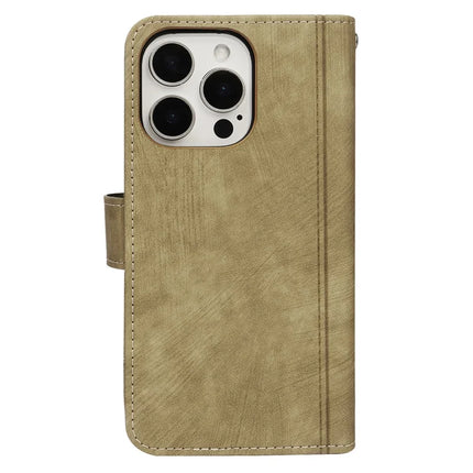 For iPhone 16 Pro Leather Case Line Pattern Wallet Phone Cover with 9 Card Slots