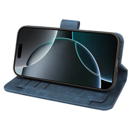 For iPhone 16 Pro Leather Case Line Pattern Wallet Phone Cover with 9 Card Slots