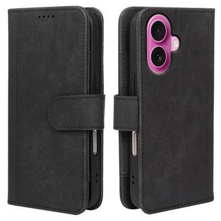 For iPhone 16 Plus Leather Case Line Pattern Wallet Phone Cover with 9 Card Slots