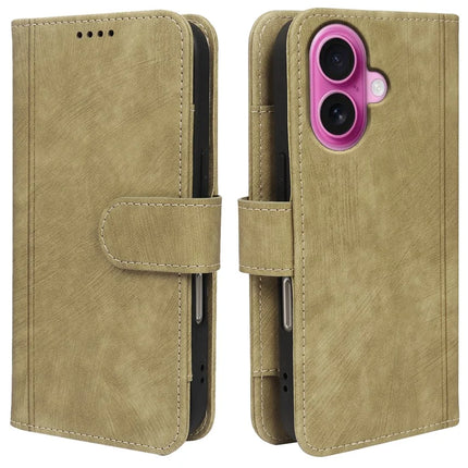 For iPhone 16 Plus Leather Case Line Pattern Wallet Phone Cover with 9 Card Slots