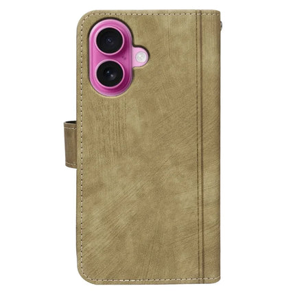 For iPhone 16 Plus Leather Case Line Pattern Wallet Phone Cover with 9 Card Slots