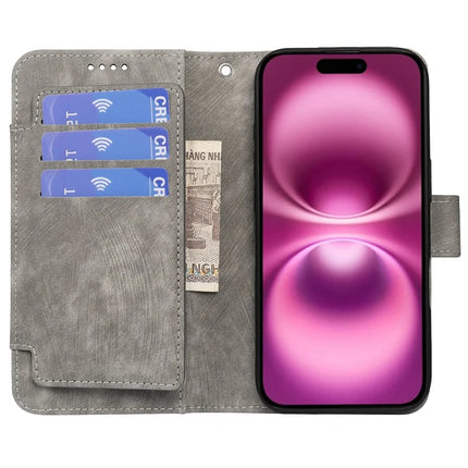 For iPhone 16 Plus Leather Case Line Pattern Wallet Phone Cover with 9 Card Slots