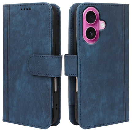 For iPhone 16 Plus Leather Case Line Pattern Wallet Phone Cover with 9 Card Slots