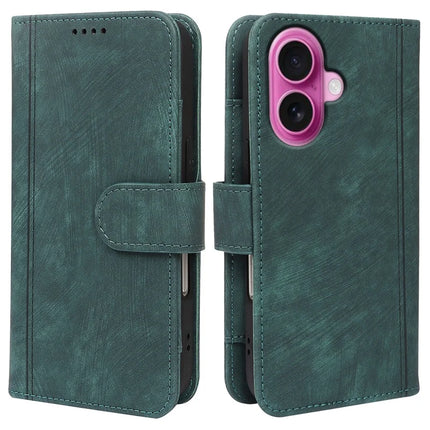 For iPhone 16 Plus Leather Case Line Pattern Wallet Phone Cover with 9 Card Slots