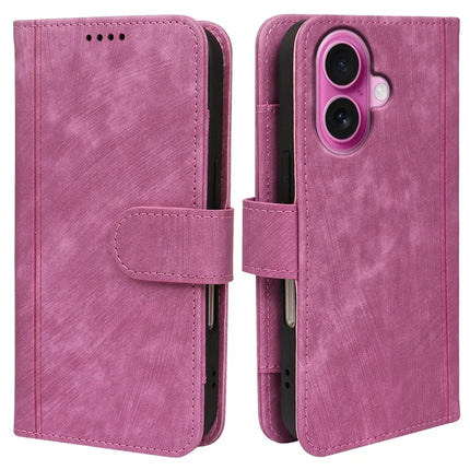 For iPhone 16 Plus Leather Case Line Pattern Wallet Phone Cover with 9 Card Slots