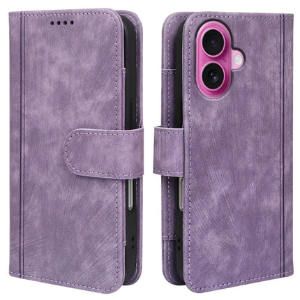 For iPhone 16 Plus Leather Case Line Pattern Wallet Phone Cover with 9 Card Slots