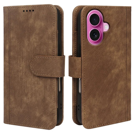 For iPhone 16 Plus Leather Case Line Pattern Wallet Phone Cover with 9 Card Slots