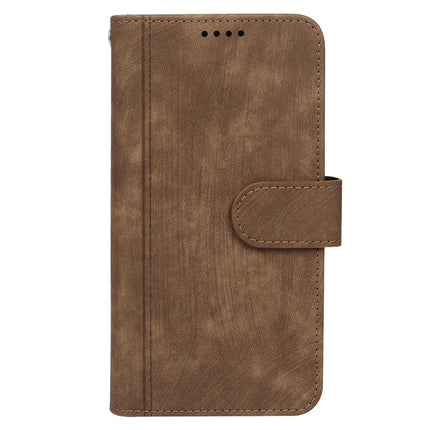 For iPhone 16 Plus Leather Case Line Pattern Wallet Phone Cover with 9 Card Slots