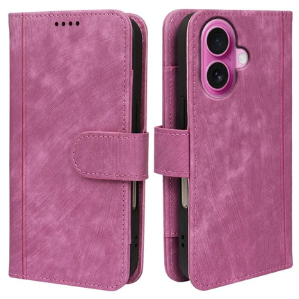 For iPhone 16 Leather Case Line Pattern Wallet Phone Cover with 9 Card Slots