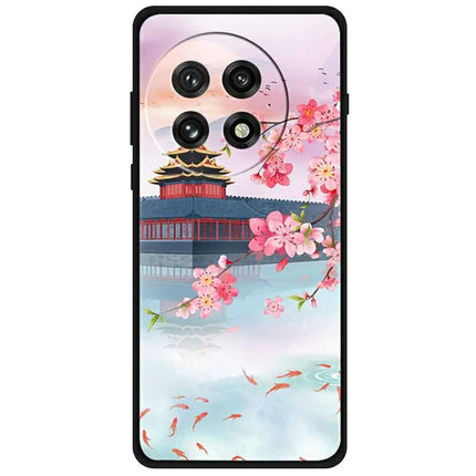 For OnePlus 13 Case Pattern Printing Anti-Scratch TPU Phone Cover - Ancient Tower and Fish