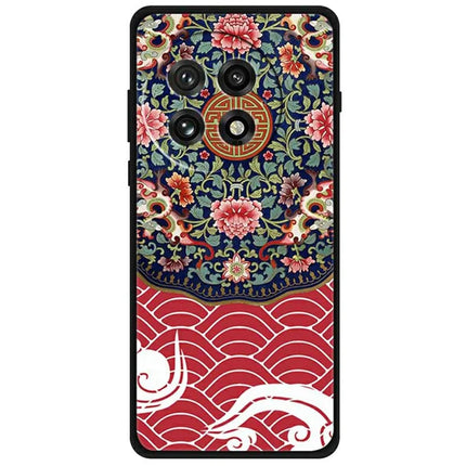 For OnePlus 13 Case Pattern Printing Anti-Scratch TPU Phone Cover - Floral Cluster  /  Dragon