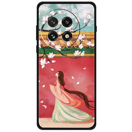For OnePlus 13 Case Pattern Printing Anti-Scratch TPU Phone Cover - Peach Blossom Woman