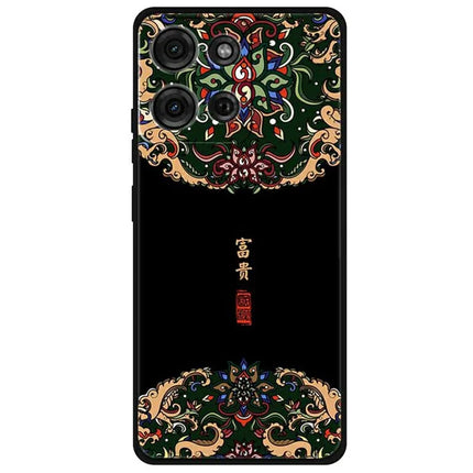 For Motorola Moto G75 5G Case Pattern Printing Anti-Scratch TPU Phone Cover - Wealthy  /  Black