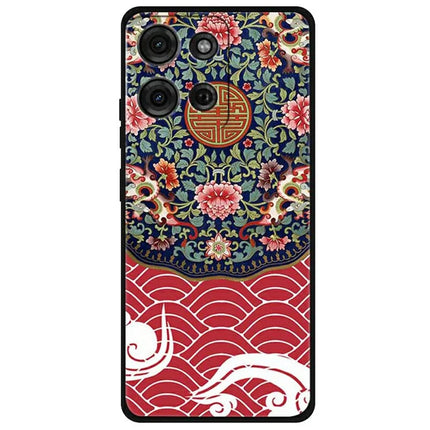 For Motorola Moto G75 5G Case Pattern Printing Anti-Scratch TPU Phone Cover - Floral Cluster  /  Dragon