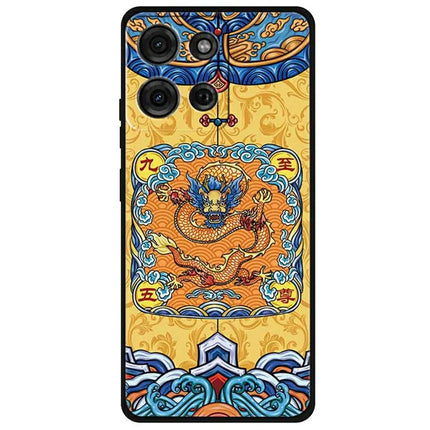 For Motorola Moto G75 5G Case Pattern Printing Anti-Scratch TPU Phone Cover - Emperor and Dragon