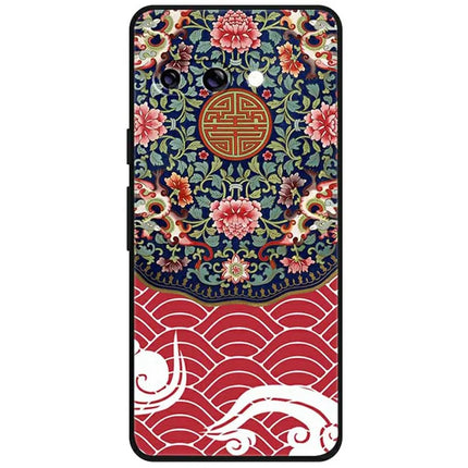 For Google Pixel 9a Case Pattern Printing Anti Scratch TPU Phone Cover - Floral Cluster  /  Dragon