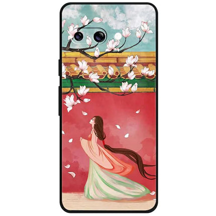 For Google Pixel 9a Case Pattern Printing Anti Scratch TPU Phone Cover - Peach Blossom Woman
