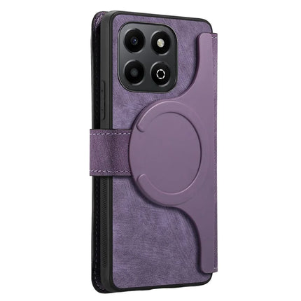 For Honor X6b 4G Case CASENEO Detachable Magnetic RFID Block Leather Phone Wallet Cover - Purple