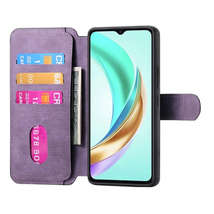 For Honor X6b 4G Case CASENEO Detachable Magnetic RFID Block Leather Phone Wallet Cover - Purple