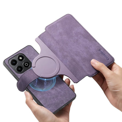 For Honor X6b 4G Case CASENEO Detachable Magnetic RFID Block Leather Phone Wallet Cover - Purple