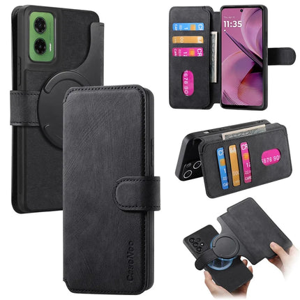 For Motorola Moto G35 5G Case CASENEO Detachable Magnetic RFID Block Leather Phone Wallet Cover - Black