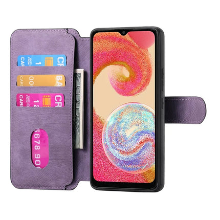 For Samsung Galaxy A04e 4G Case CASENEO Detachable Magnetic RFID Block Leather Phone Wallet Cover - Purple