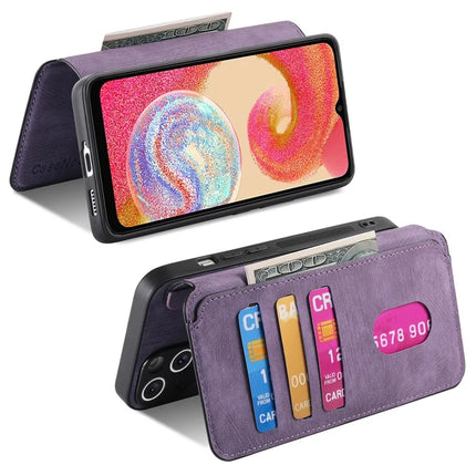 For Samsung Galaxy A04e 4G Case CASENEO Detachable Magnetic RFID Block Leather Phone Wallet Cover - Purple